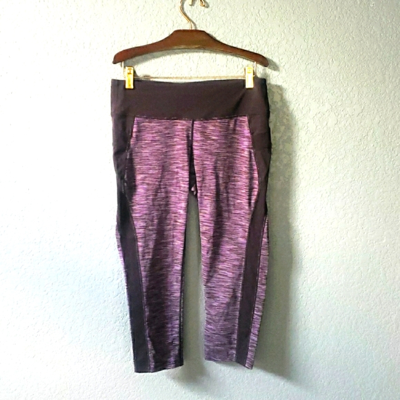 Athleta Purple Heather Striped Tangram Capri - Picture 1 of 6